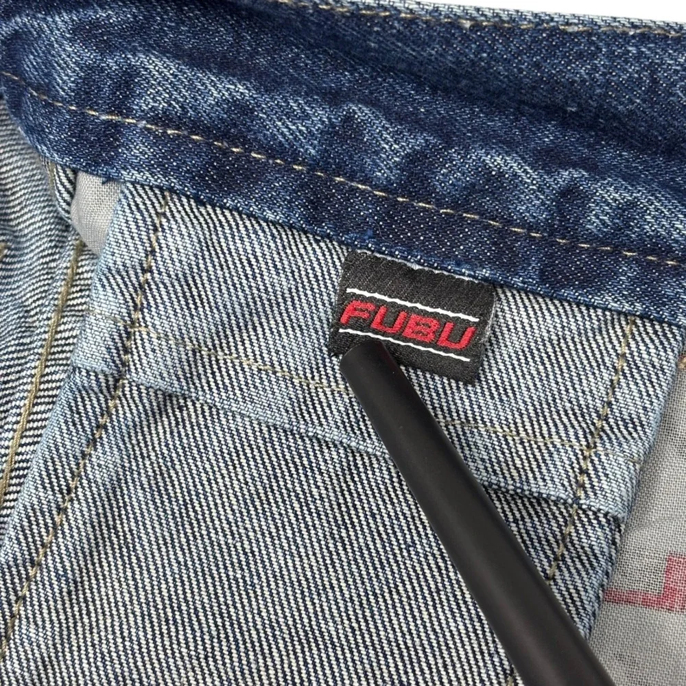 FUBU Carpenter Jeans Mens Blue Cotton Vintage 90s Y2K Baggy Hip Hop W40 L34